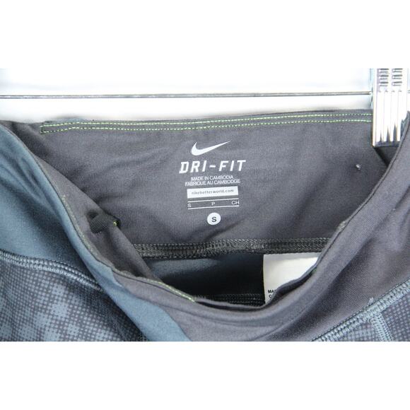 Nike Running Dri-Fit Printed Leggings Womens Size Small Gray Stretch Zip Pocket - Picture 2 of 10